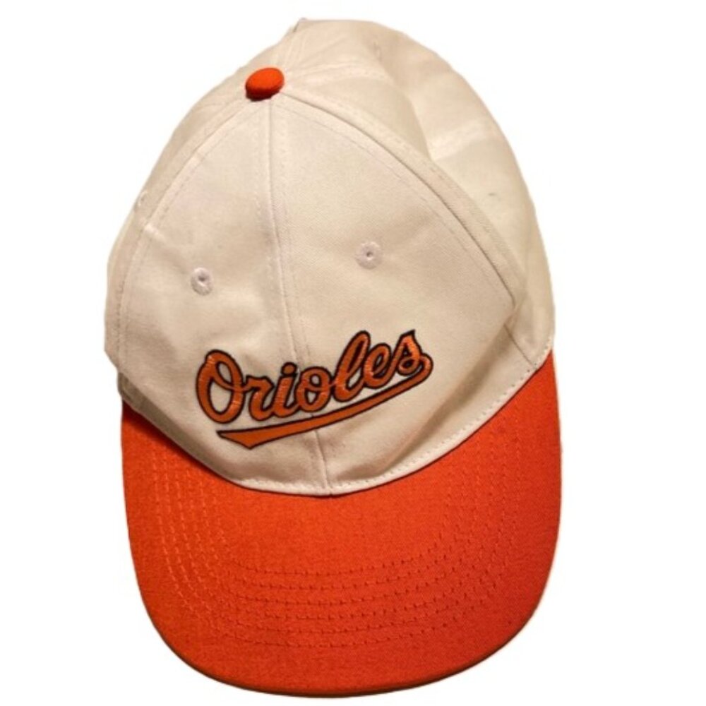Baltimore Orioles MLB Ball Cap White and Orange Snap Back Snap Back Adjustable